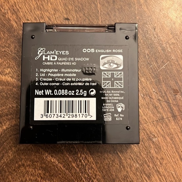 Rimmel London Glam Eyes HD Quad Eye Shadow - English Rose - Picture 3 of 3